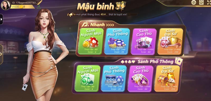 Mậu Binh EV88 2 Giao diện chơi game Mậu Binh tại EV88